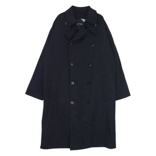 エイトン ATON SHRINK NYLON NY TRENCH COAT シュリンク ナイロン トレンチコート ブラック系 04【中古】(トレンチコート)