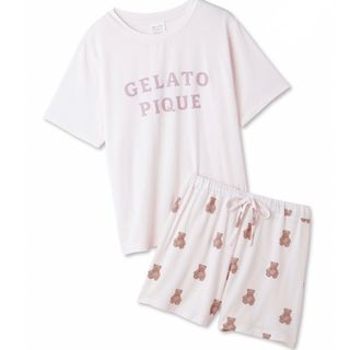 ジェラートピケ(gelato pique)の【新品】gelatopique ロゴTシャツ　ベア柄ショートパンツセット (ルームウェア)