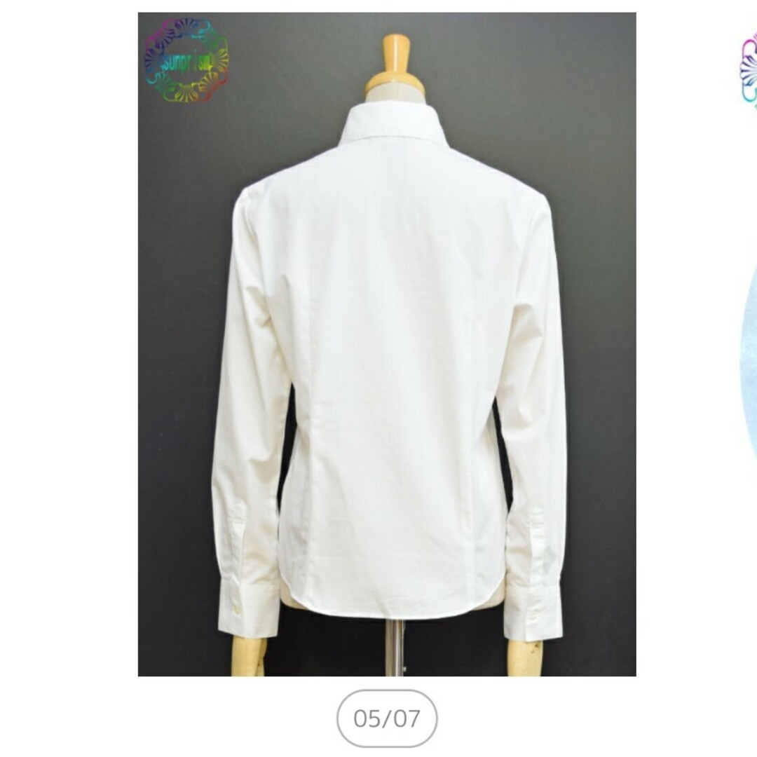 カッターシャツ　ホワイト(ほんのりピンク) レディースのトップス(シャツ/ブラウス(長袖/七分))の商品写真