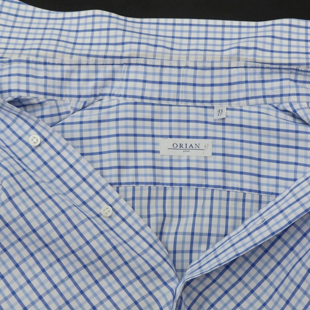 オリアン ORIAN コットン チェック カジュアルシャツ ブルーxホワイト【サイズ43】【メンズ】 5