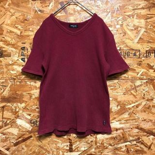 コムサイズム(COMME CA ISM)のコムサイズム メンズ【M】ワッフルカットソー☆綿100% 半袖☆えんじ(Tシャツ/カットソー(半袖/袖なし))