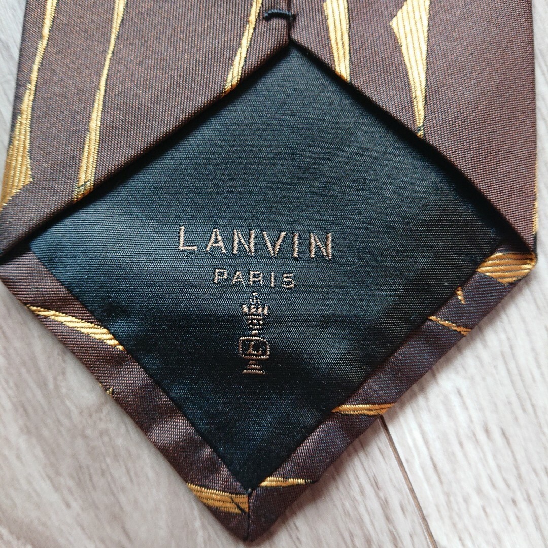 ランバン LANVIN ネクタイ ブラウン 茶色 ゴールド 金色 昭和レトロ