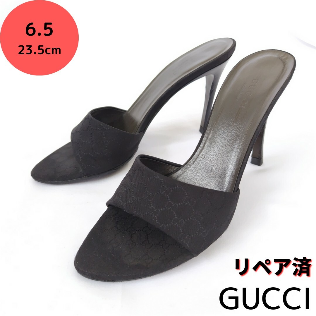 Gucci - 良品❤GUCCI【グッチ】GGマーク ミュール サンダル 黒 23.5