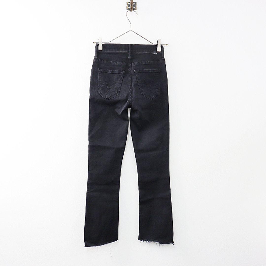 MOTHER マザー INSIDER CROP STEP FRAY カットオフ デニムパンツ 24/ブラック 黒  ストレッチジーンズ-.【2400013412605】