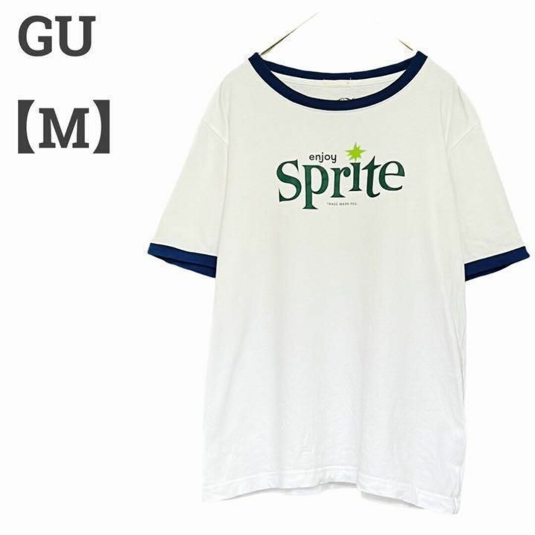 GU(ジーユー)のジーユー レディース【M】半袖カットソー♡綿100% スプライト柄♡ 春夏♡白 レディースのトップス(Tシャツ(半袖/袖なし))の商品写真