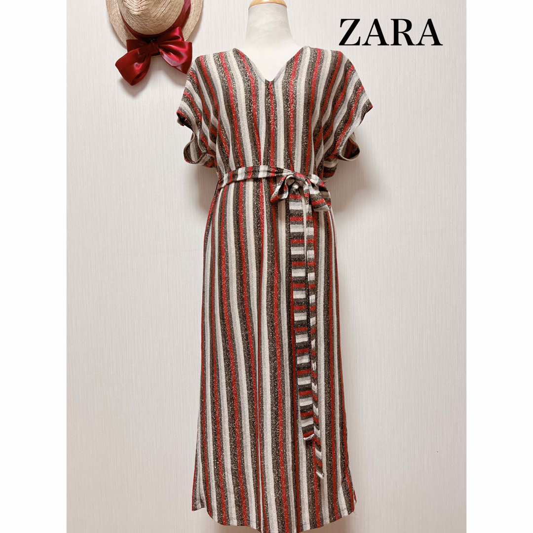 ZARA(ザラ)のZARA●サマーニットワンピース●りぼんベルト付●ザラ●美品 レディースのワンピース(ロングワンピース/マキシワンピース)の商品写真