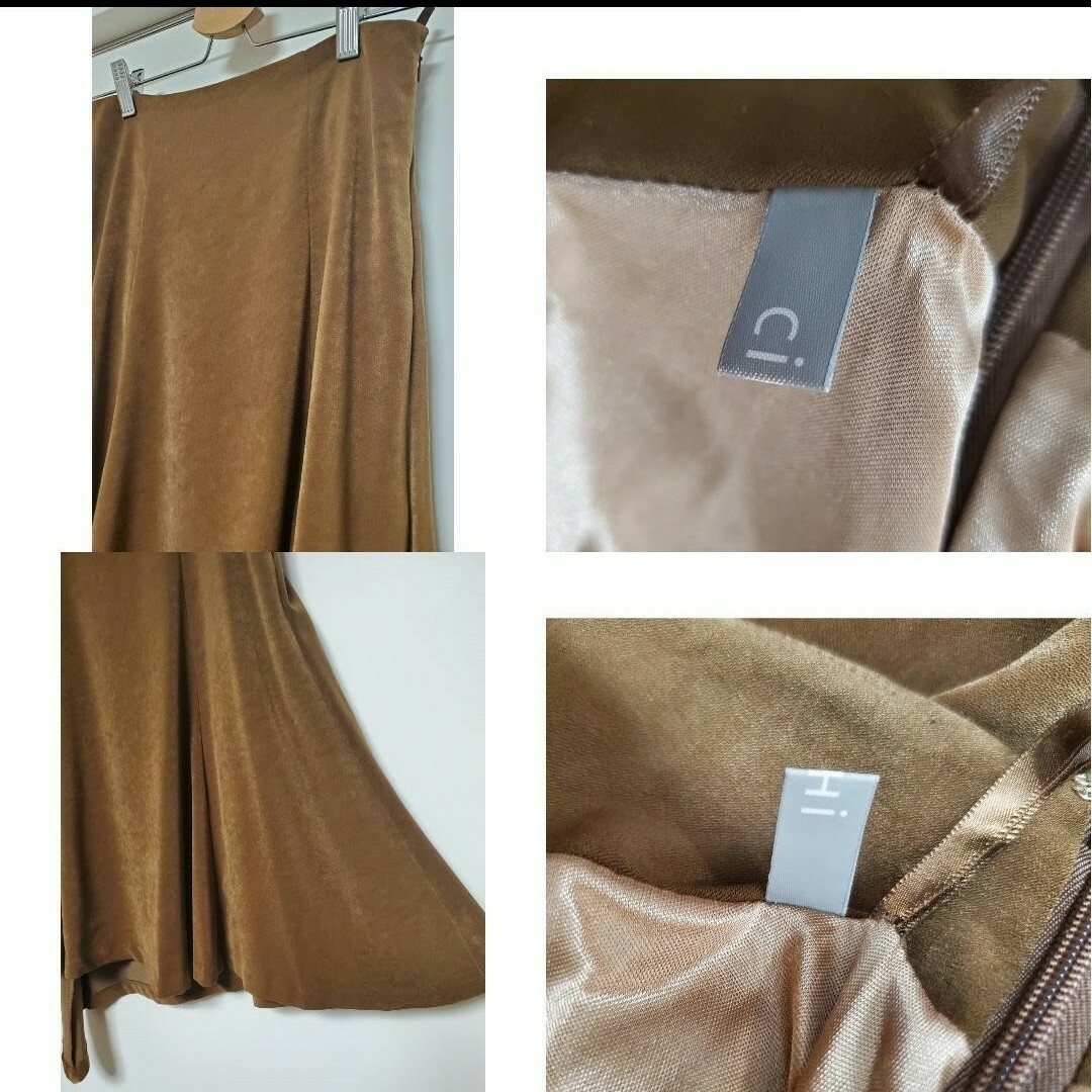 CiHi　アシンメトリースカート　レディース　サイズS　ブラウン レディースのスカート(ひざ丈スカート)の商品写真
