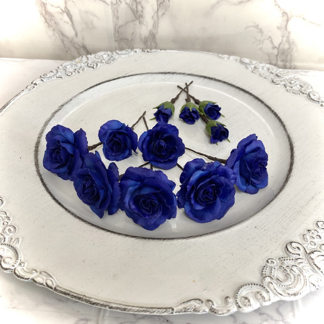 髪飾り 結婚式 青薔薇 成人式 パール ユーカリ ヘッドドレス- 髪飾り 結婚式 青薔薇 成人式 パール ユーカリ ヘッドドレス-