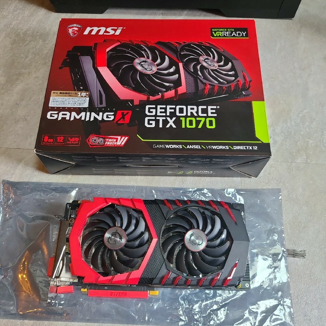 msi(エムエスアイ)の動作品NVIDIA MSI GeForce GTX 1070 GAMING 8G スマホ/家電/カメラのPC/タブレット(PCパーツ)の商品写真