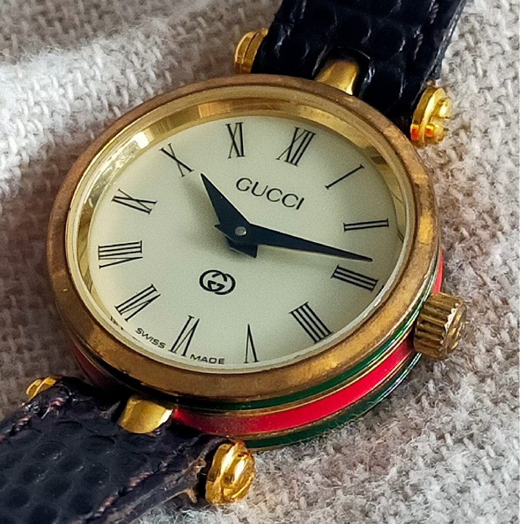GUCCI オールドグッチ サイドシェリーライン ゴールド 腕時計 可動品