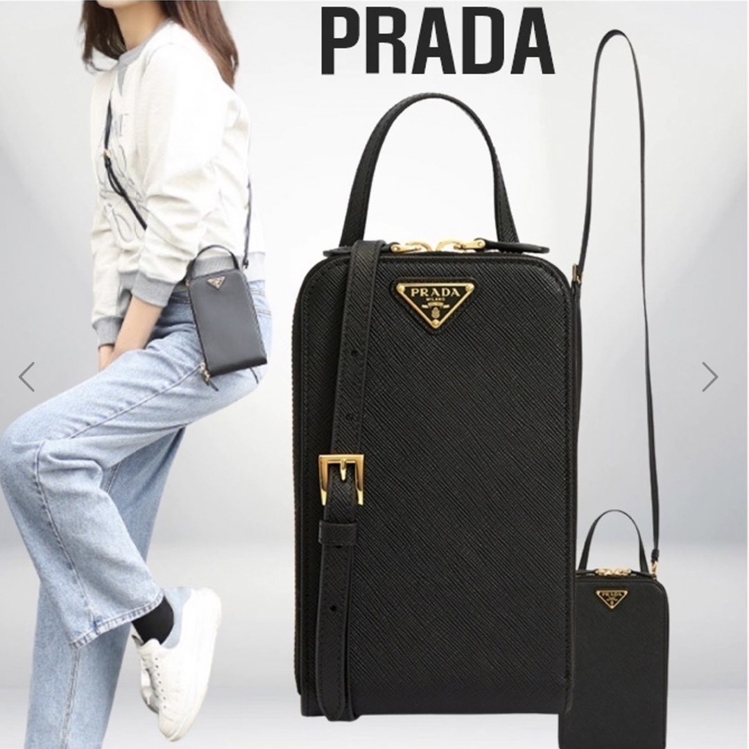 PRADA ショルダーバッグサフィアーノレザー◎サイズ