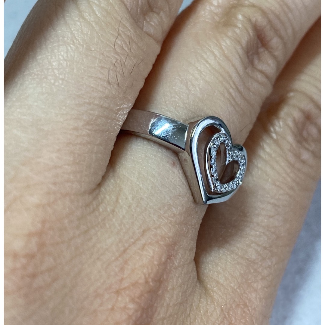 K18WG 0.09ct ハートデザインのダイヤモンドのリング　指輪 2