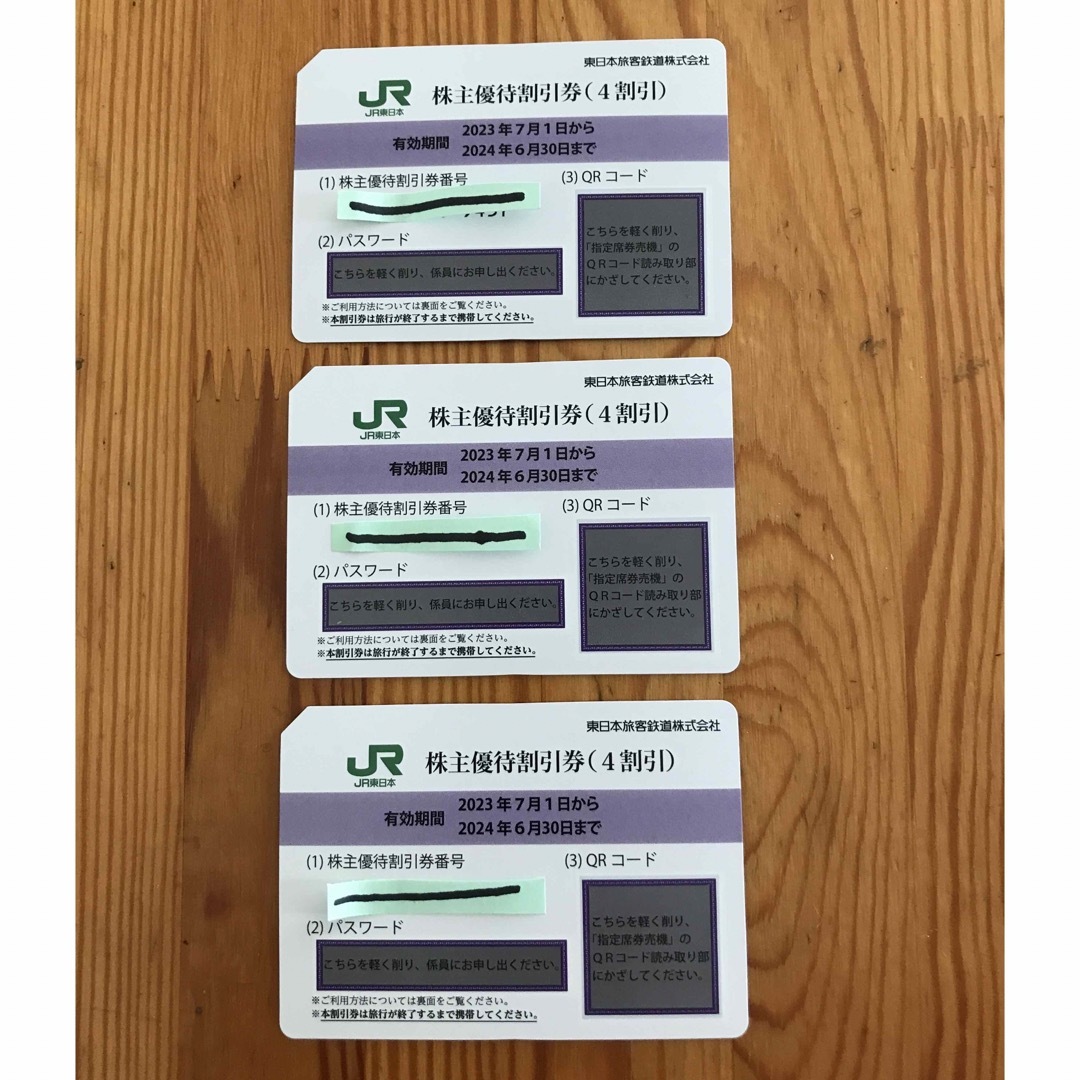 JR(ジェイアール)のJR東日本 株主優待割引券(4割引) ３枚セット チケットの優待券/割引券(その他)の商品写真