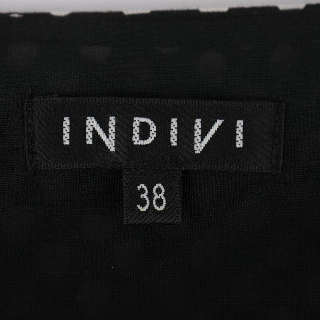 インディヴィ ワンピース 膝丈 ノースリーブ ドット ウエストマーク 黒 日本製 レディース 38サイズ ブラック INDIVI