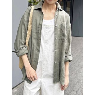 Spick and Span ガーメントダイラミーシャツ カーキ-