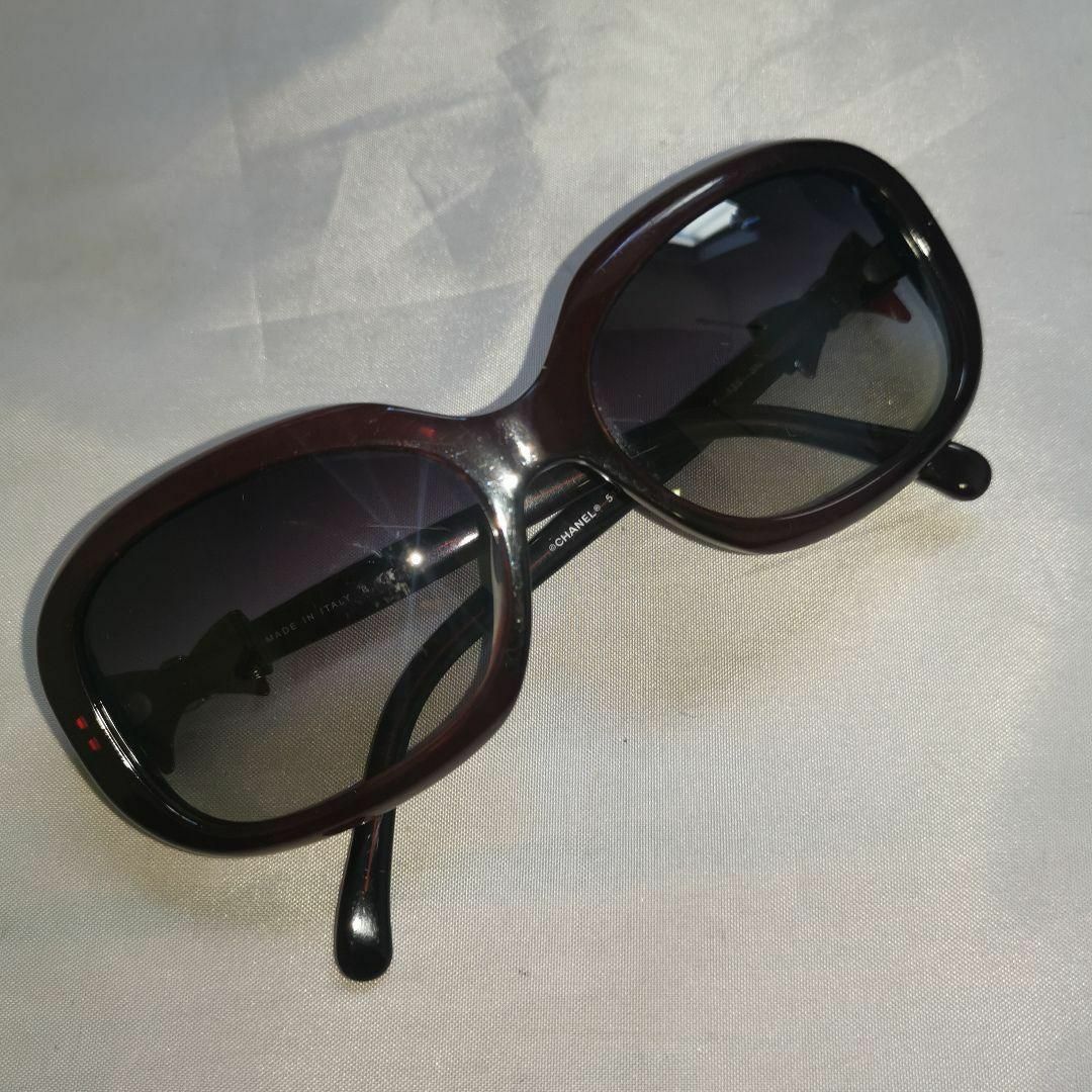 CHANEL - 407超美品 シャネル サングラス リボン 小豆色系 5170 ココ