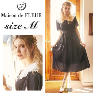メゾンドフルール(Maison de FLEUR)のメゾンドフルール プチローブ ビッグカラープリントドレス M(ロングワンピース/マキシワンピース)