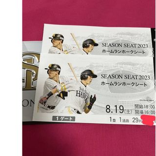 福岡ソフトバンクホークスvs西武ライオンズ　8月19日ホームランホークシート(野球)