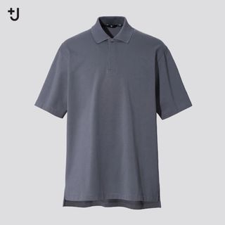 ユニクロ(UNIQLO)の新品　ユニクロ　+J リラックスフィットポロシャツ（半袖）Mサイズ　ダークグレー(ポロシャツ)