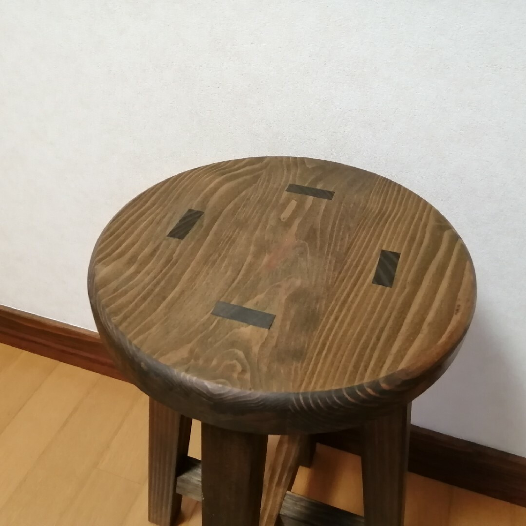 木製スツール　高さ40cm　丸椅子　stool　猫犬 2