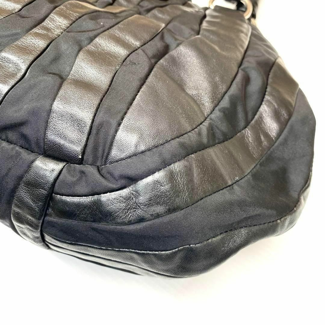 美品!PRADA レザー×ナイロン パッチワーク トートバッグ 5393