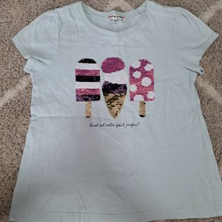 エニィファム(anyFAM)のany FAM 　ミントグリーン　スパンコールTシャツ　140(Tシャツ/カットソー)