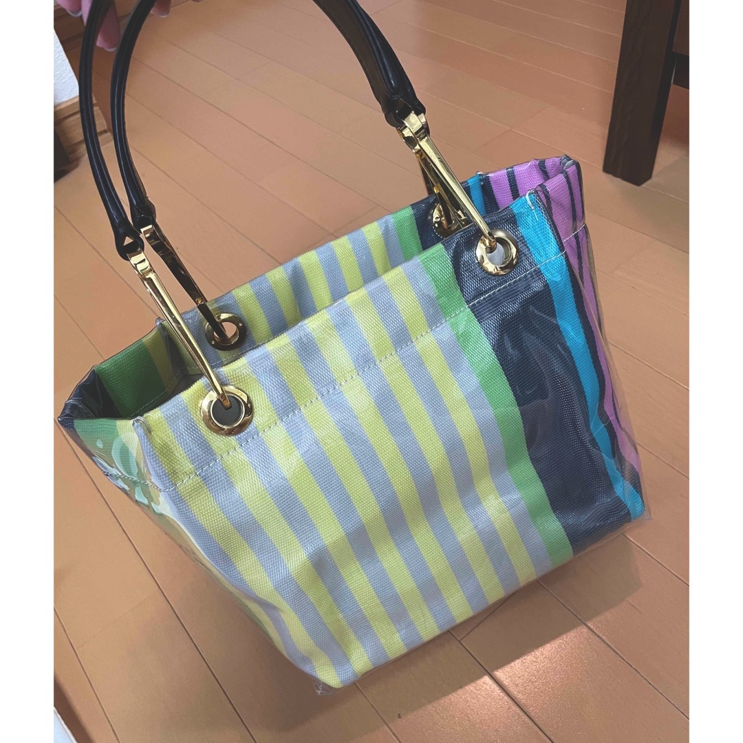 MARNI マルニ グロッシーグリップ ストライプトートバッグ  S