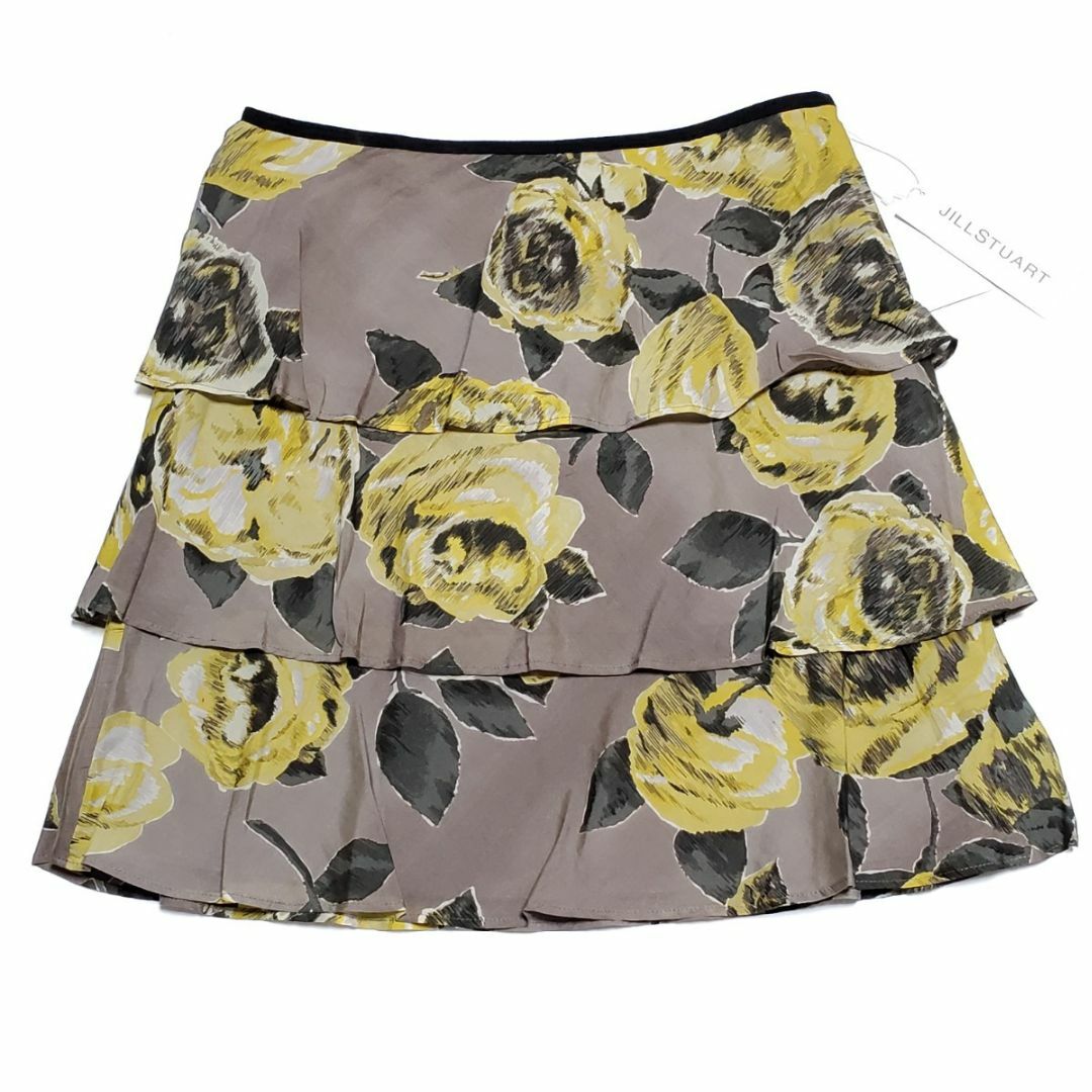 JILLSTUART(ジルスチュアート)のジル スチュアート　ティアードスカート 花柄 シルク混 サイズ4（約Mサイズ相当 レディースのスカート(ミニスカート)の商品写真