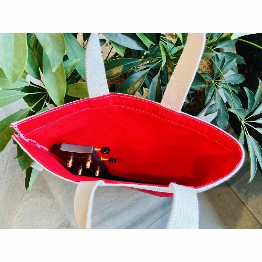 コンサートウクレレ用バッグ【レッド赤Red】帆布ハンドメイドMORI 楽器