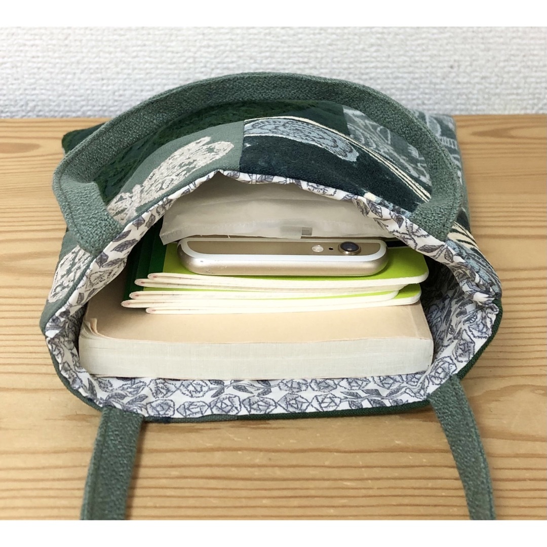 ハンドメイド パッチワーク ミニバッグ bag ミナペルホネン 生地 グリーン