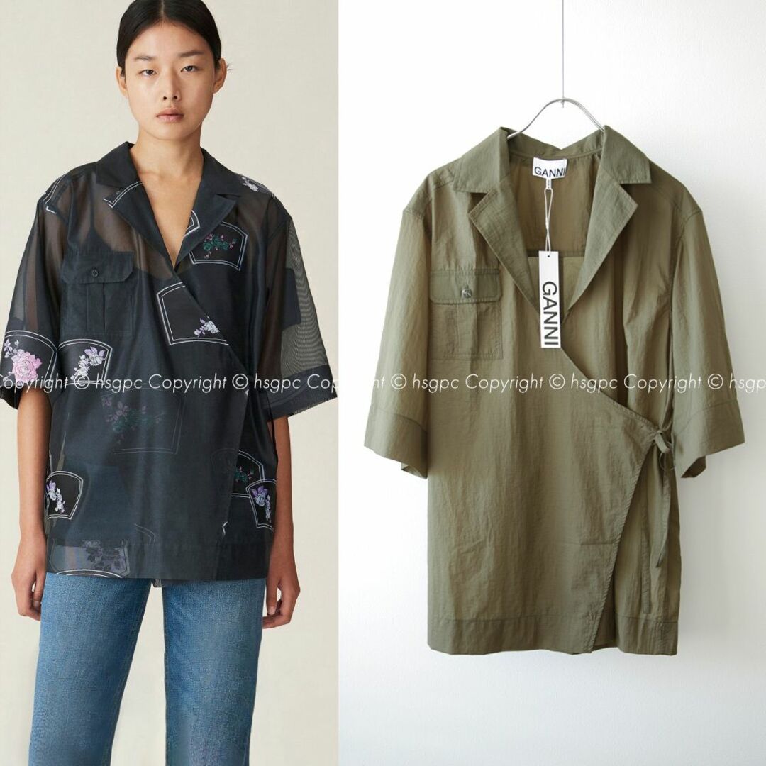 Maison Martin Margiela(マルタンマルジェラ)のGANNI ガニー KIMONO ラップ ブラウス シャツ トップス レディースのトップス(シャツ/ブラウス(半袖/袖なし))の商品写真