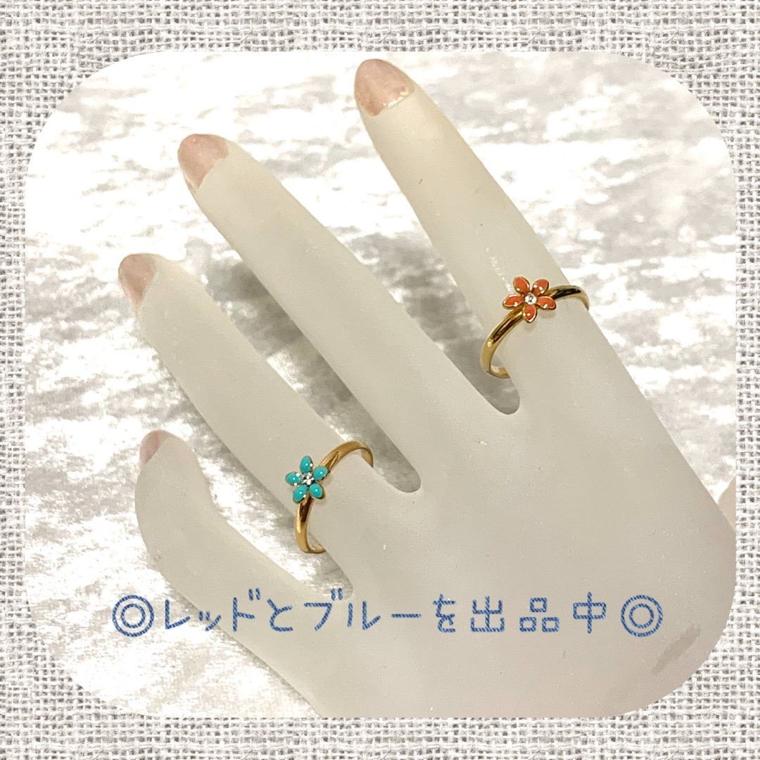 ◎新品◎ フラワーリング(指輪)(レッド)☆ e181 レディースのアクセサリー(リング(指輪))の商品写真