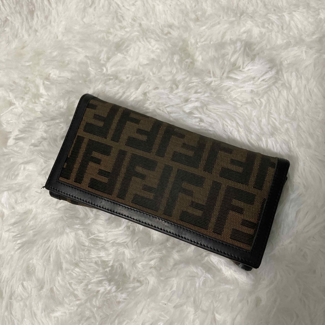 良品　フェンディ　FENDI ズッカ柄　総柄　キャンパス　長財布　レザー