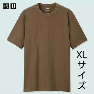 ユニクロ(UNIQLO)のユニクロ クルーネックT ダークブラウン XLサイズ(Tシャツ/カットソー(半袖/袖なし))