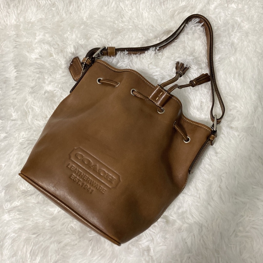 美品 COACH コーチ レザー　バンドバッグ　ブラウン　オールドコーチ