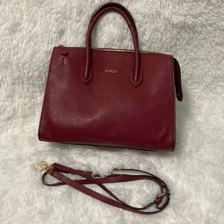 フルラ(Furla)の美品！フルラ  2way ハンドショルダーバッグ　サッチェル　ボルドー　保存袋(ショルダーバッグ)