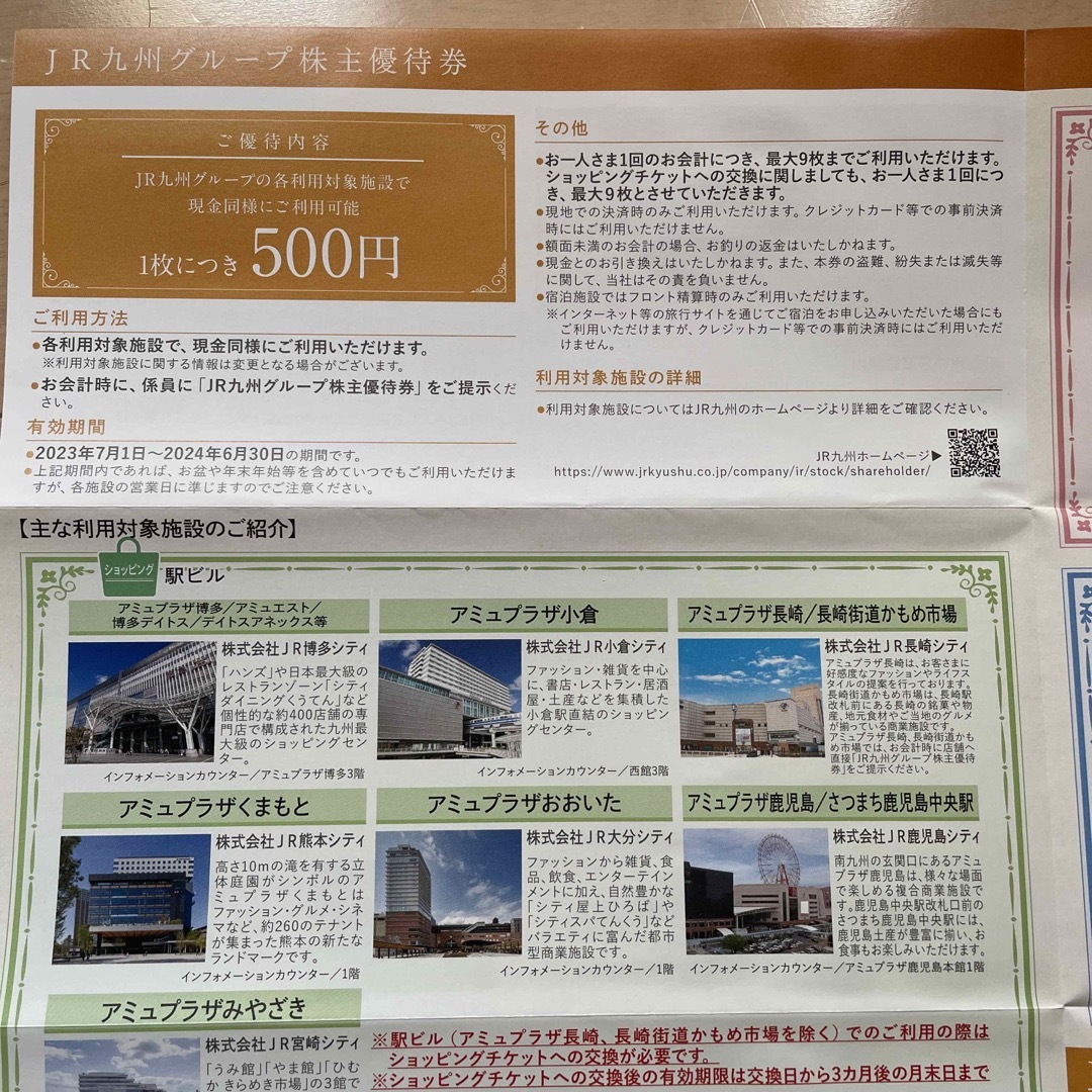 JR九州　株主優待３枚セット チケットの優待券/割引券(その他)の商品写真
