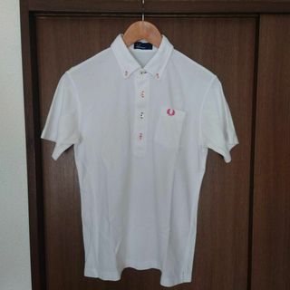 フレッドペリー(FRED PERRY)の★美品★　フレッドペリー　ポロシャツ　ボタンダウン　ホワイト　L(ポロシャツ)