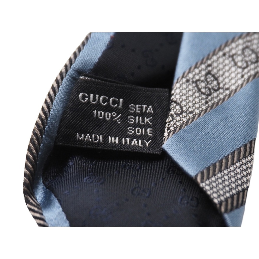 Gucci - GUCCI グッチ ネクタイ 紳士 シルク ブルー シルバー トム