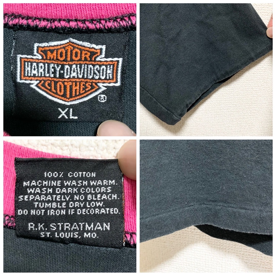 Harley Davidson(ハーレーダビッドソン)のレア！ハーレーダビッドソン Tシャツ メンズXL 黒 ピンク ビッグロゴ  メンズのトップス(Tシャツ/カットソー(半袖/袖なし))の商品写真