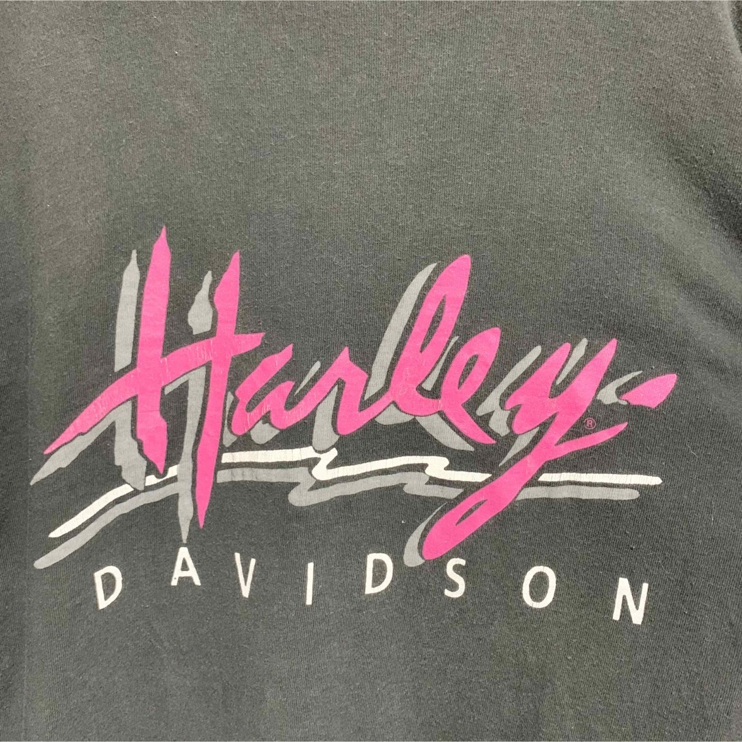 Harley Davidson(ハーレーダビッドソン)のレア！ハーレーダビッドソン Tシャツ メンズXL 黒 ピンク ビッグロゴ  メンズのトップス(Tシャツ/カットソー(半袖/袖なし))の商品写真