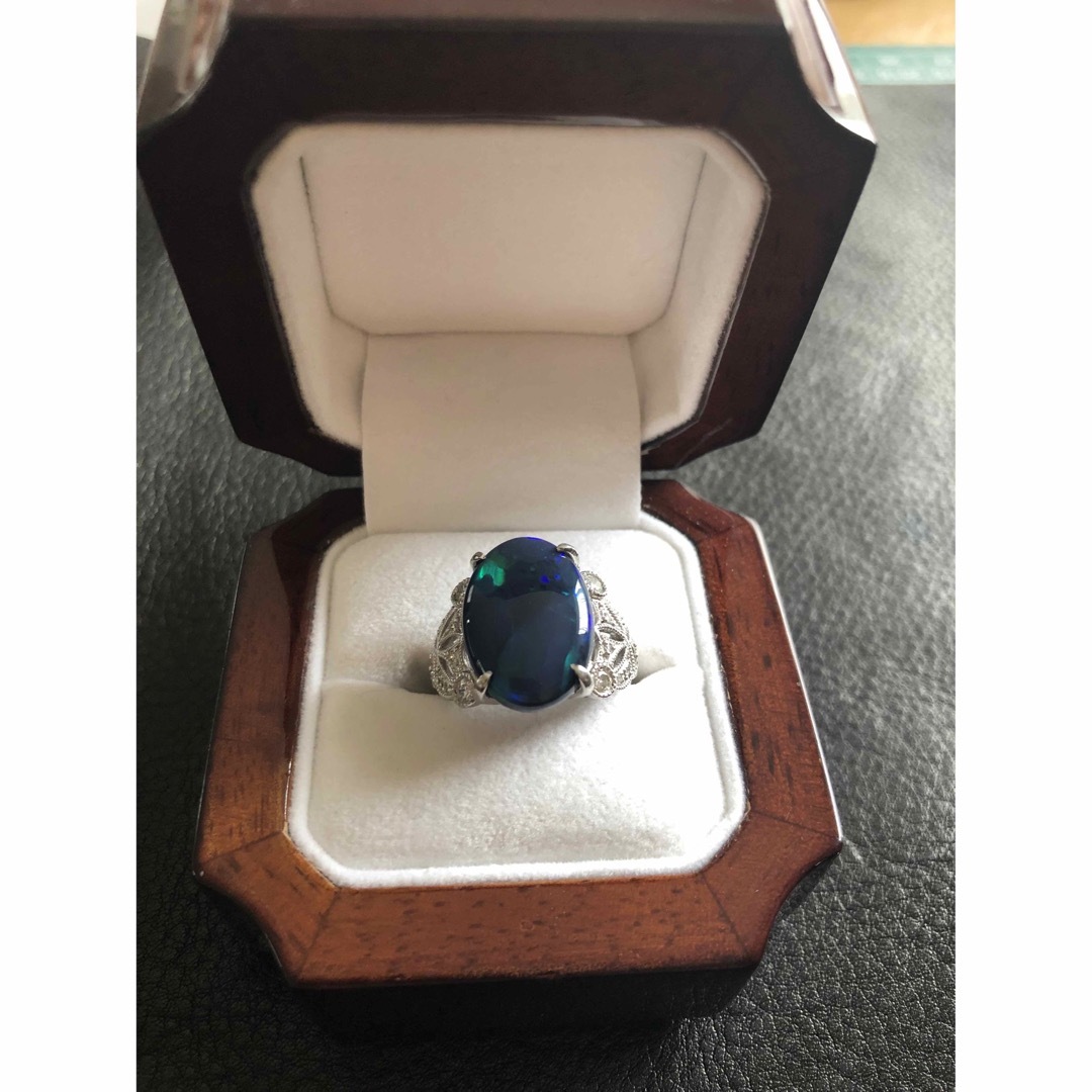 PT900 高級天然オパールリング 美品リング(指輪)