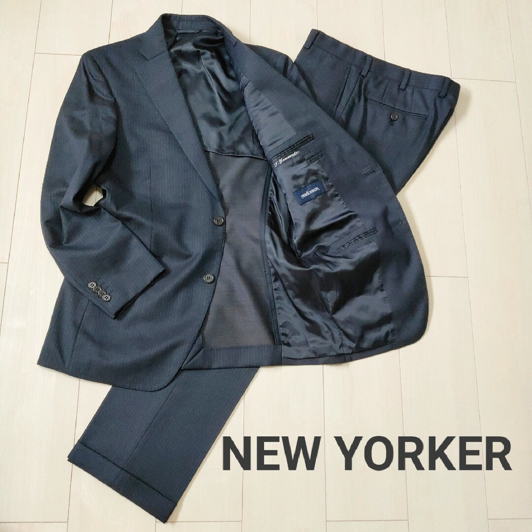 タグ表記Mサイズ新品未使用 NEW YORKER ピンストライプスーツ 9AR