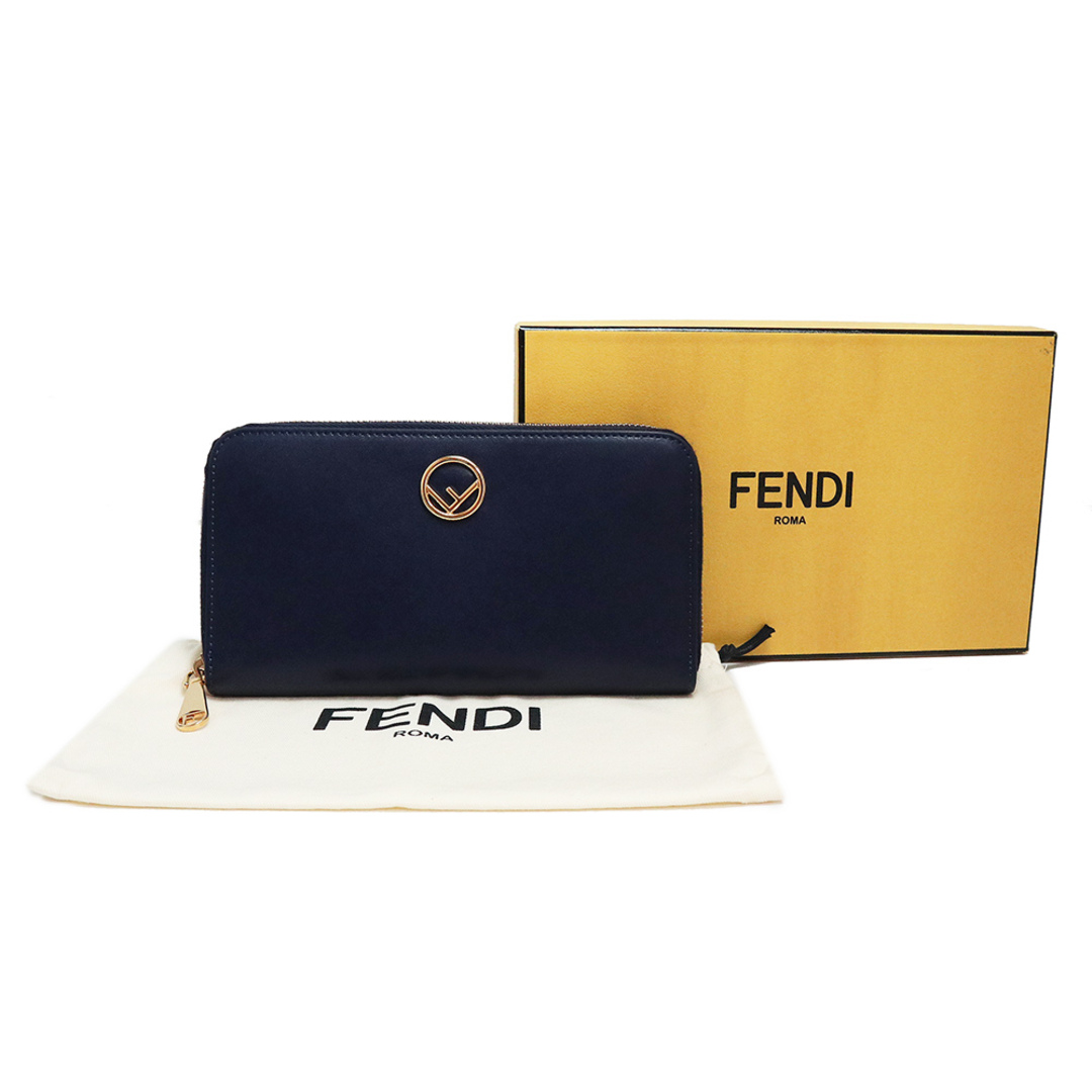 フェンディ エフ イズ ラウンドファスナー 長財布 カーフスキン レザー ブルーベリー ネイビー 8M0299 箱付 FENDI（新品・未使用品）