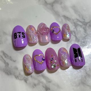 ネイルチップ BTS ボラへ 紫 つけ爪 パープル 推し活 オタ活 匿名