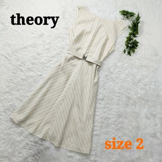 セオリー(theory)のtheory セオリー ワンピース ランダムストライプ ノースリーブ ひざ丈 2(ひざ丈ワンピース)