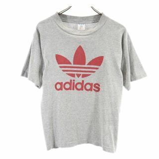 アディダス(adidas)のアディダス 80s USA製 ヴィンテージ トレフォイルロゴプリント 半袖 Tシャツ L グレー adidas メンズ 【中古】  【230709】 メール便可(Tシャツ/カットソー(半袖/袖なし))