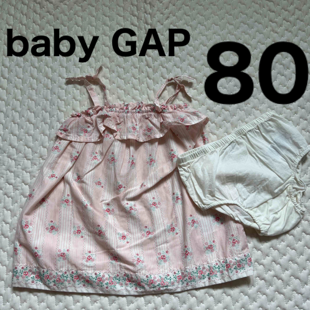 babyGAP(ベビーギャップ)のbaby GAP 女の子　ワンピース　花柄ピンク　80 キッズ/ベビー/マタニティのベビー服(~85cm)(ワンピース)の商品写真