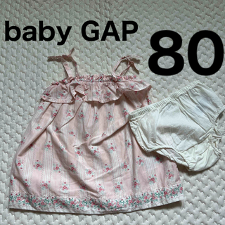 ベビーギャップ(babyGAP)のbaby GAP 女の子　ワンピース　花柄ピンク　80(ワンピース)
