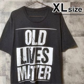 Tシャツ　XLサイズ　ダークグレー　ビッグプリント　グラフィック　USA古着(Tシャツ/カットソー(半袖/袖なし))